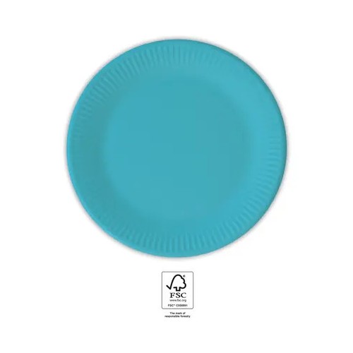 Colour Unicolour Turquoise, Blue Paper Plate 8 pcs 20 cm FSC