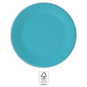 Colour Unicolour Turquoise, Blue Paper Plate 8 pcs 20 cm FSC