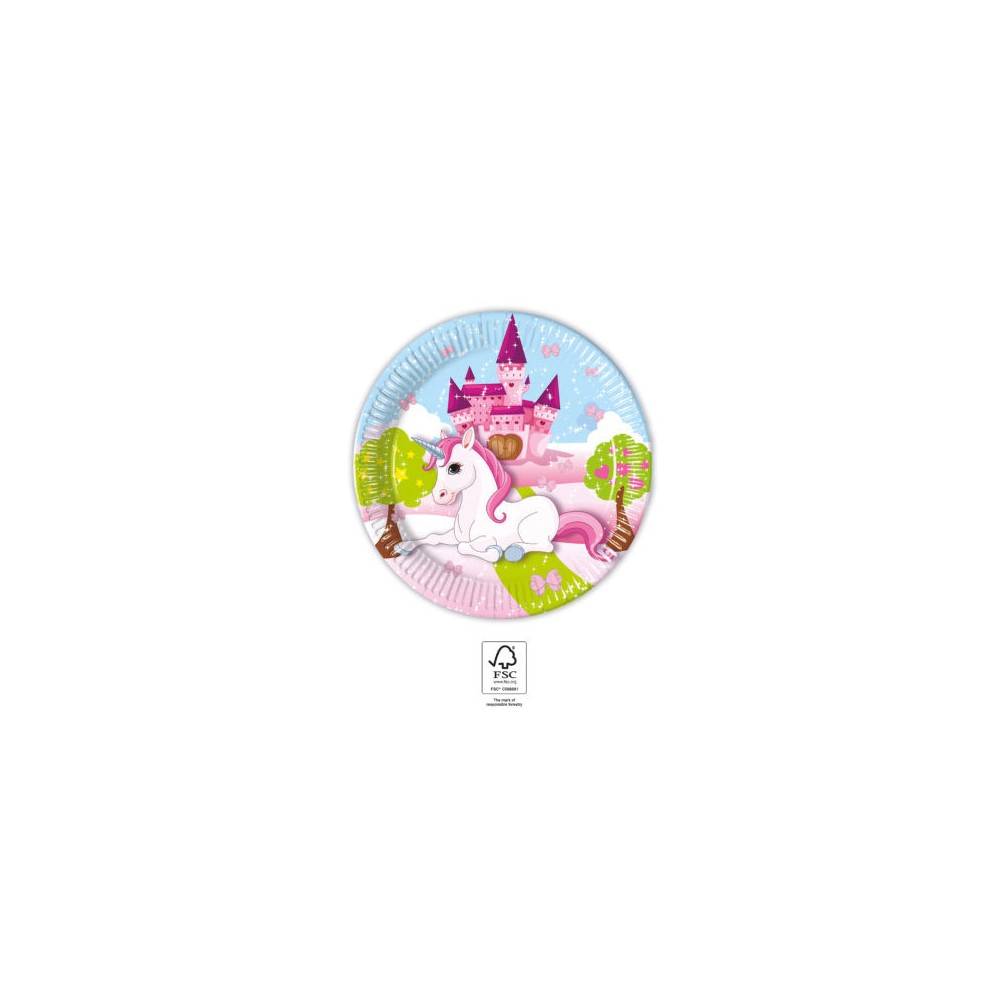 Unicorn Castle paper plate 8 pcs 20 cm FSC
