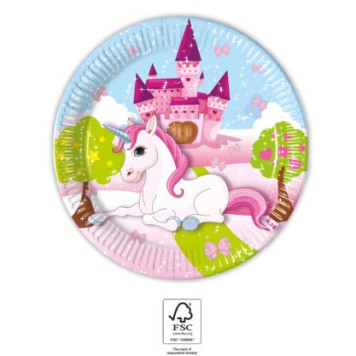 Unicorn Castle paper plate 8 pcs 20 cm FSC