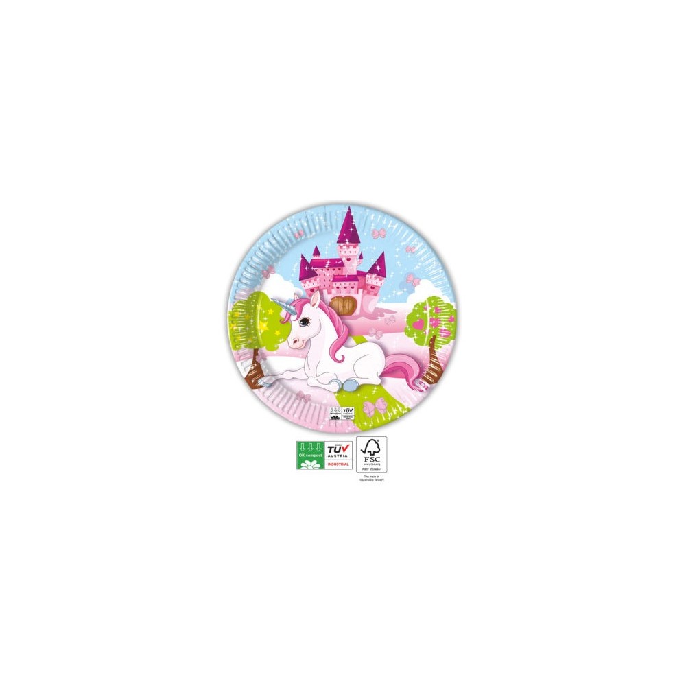 Unicorn Castle Paper Plate 8 PCS 23 cm FSC