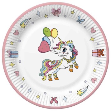 Unicorn Colourful paper plate 8 pcs 22.7 cm
