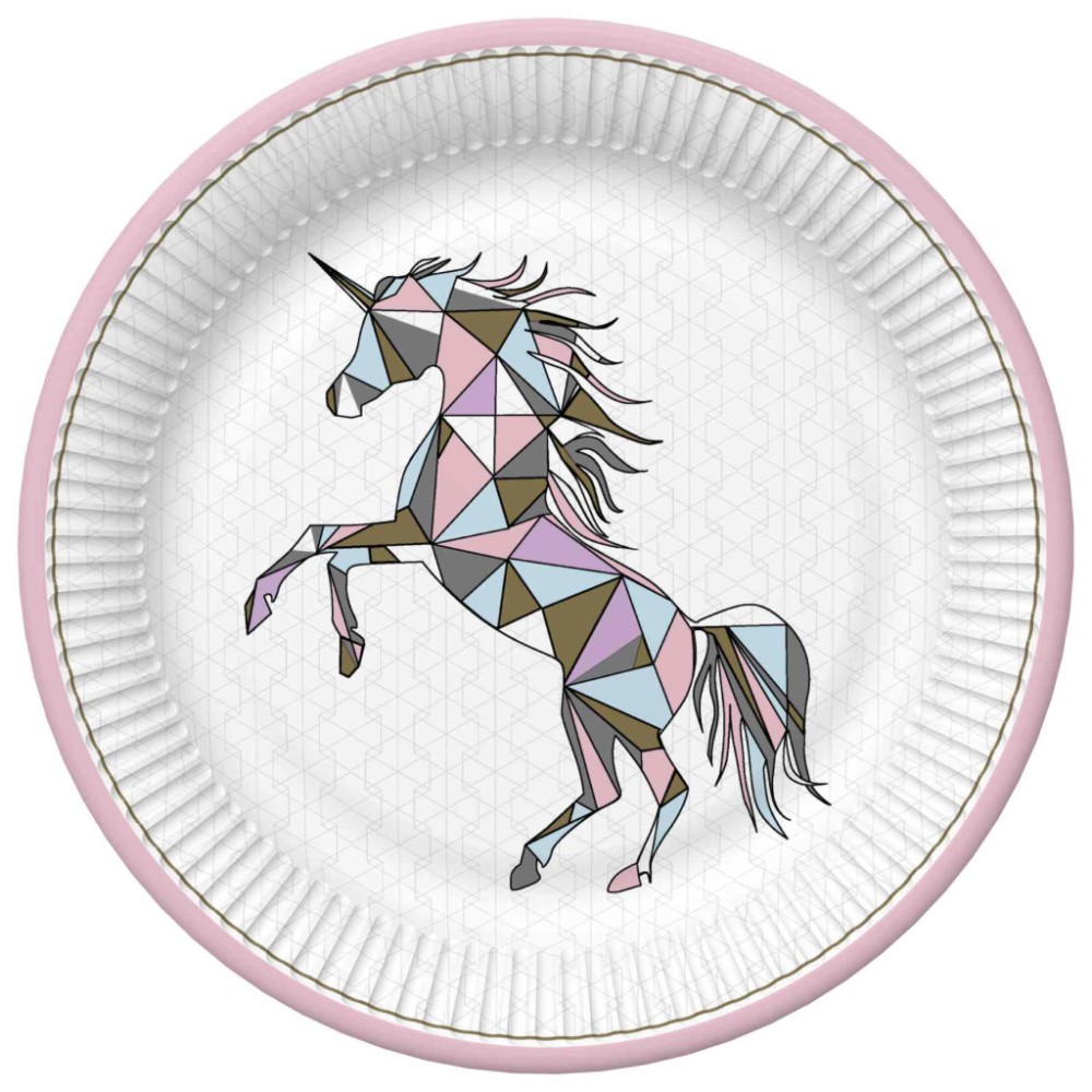 Unicorn Graphic Wild paper plate set of 8, 22.7 cm