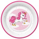 Unicorn Pink Heart paper plate 8 pieces 18 cm