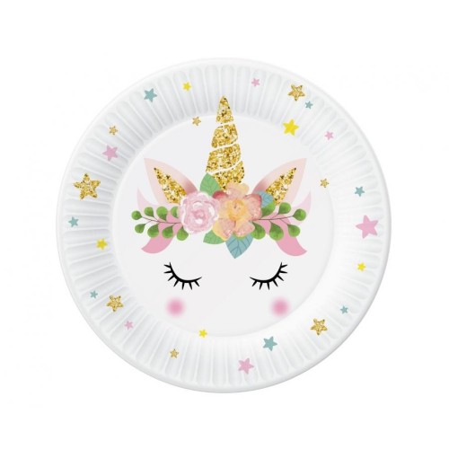 Unicorn Star paper plate set of 6, 18 cm