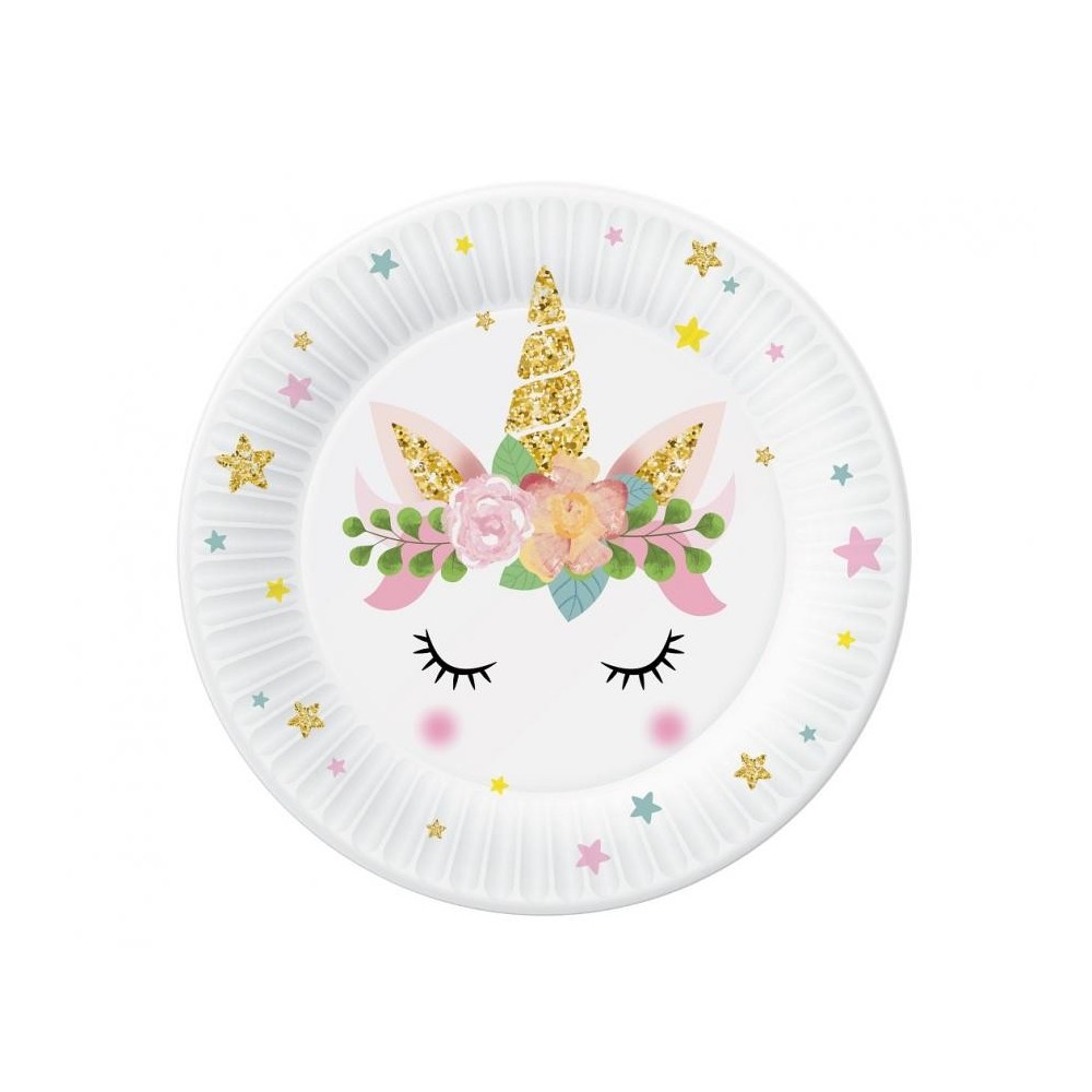 Unicorn Star paper plate set of 6, 18 cm