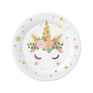 Unicorn Star paper plate set of 6, 18 cm