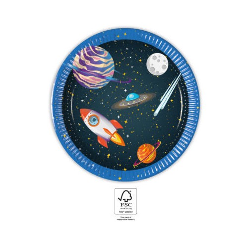 Space Rocket Space Paper Plate 8-Pack 20 cm FSC