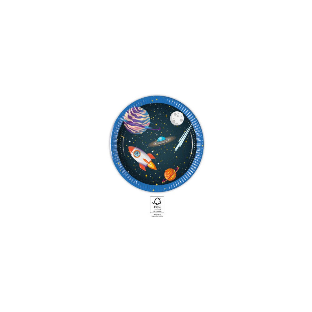 Space Rocket Space Paper Plate 8-Pack 20 cm FSC