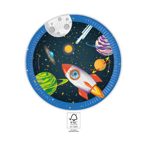 Space Rocket Space paper plate 8 pcs 23 cm FSC