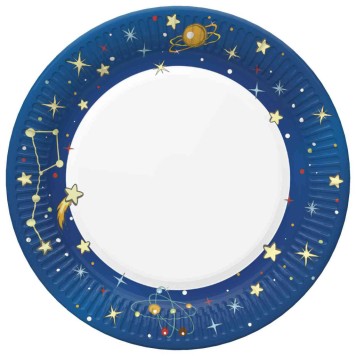 Space Rockets&Aliens paper plate, 8 pcs, 18 cm