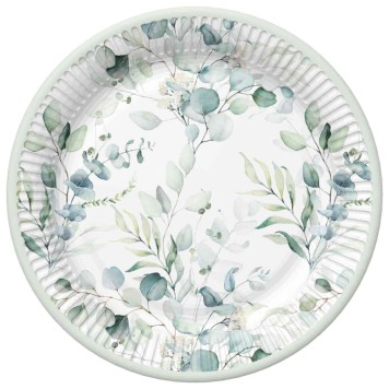 Colour Eucalyptus Twigs Flower Paper Plate 8 pcs 22.7 cm
