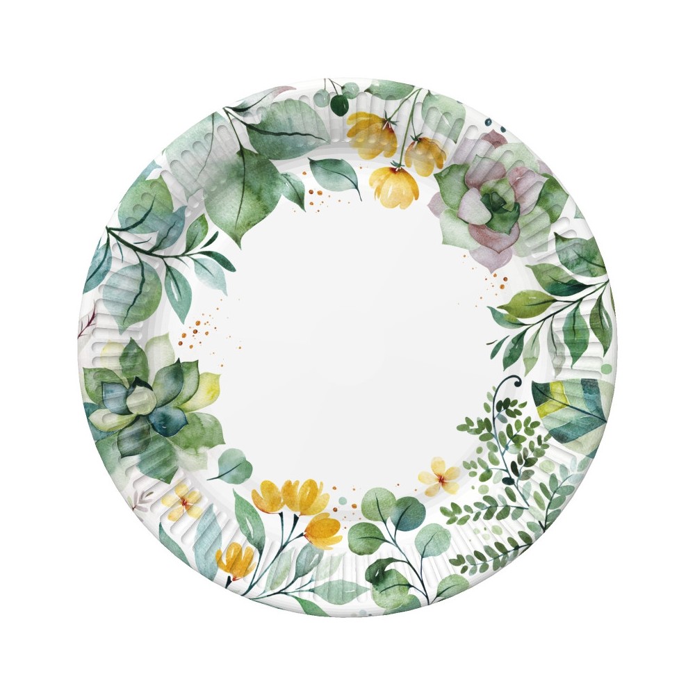Colour Floral Frame Flower paper plate 8 pcs 22.7 cm