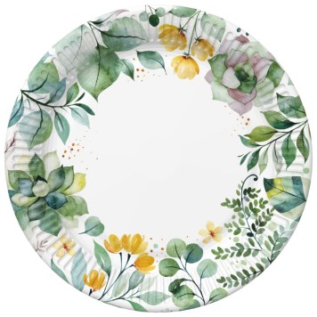 Colour Floral Frame Flower paper plate 8 pcs 22.7 cm