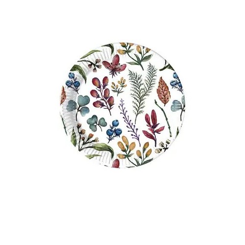 Flower Herbs paper plate 8 pcs 20 cm