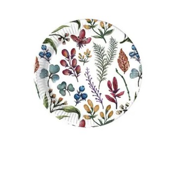 Flower Herbs paper plate 8 pcs 20 cm
