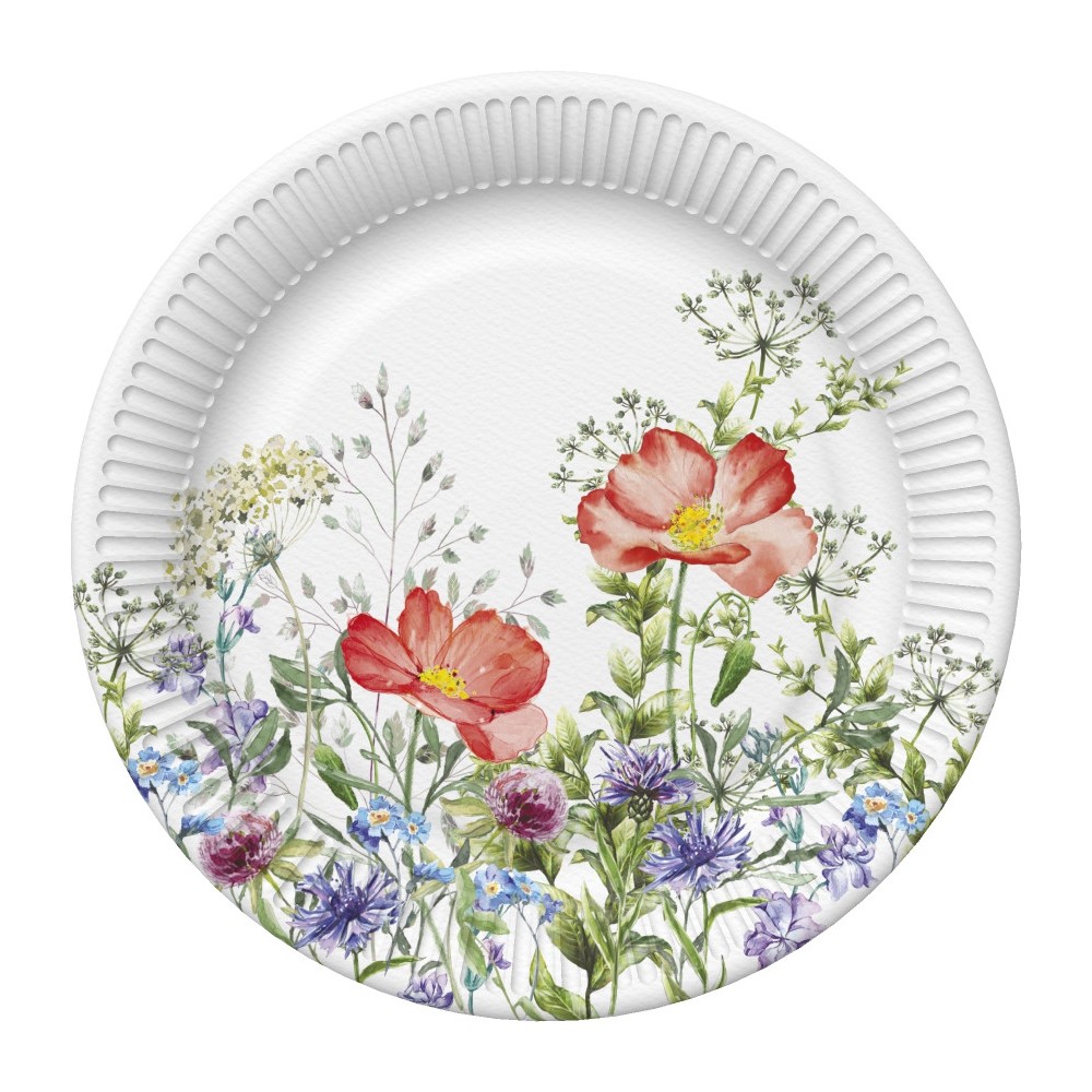Colour Meadow in June Flower Paper Plate 8 pcs 22.7 cm