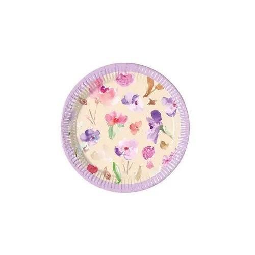 Flower Watercolor Flowers paper plates 8 pcs 20 cm