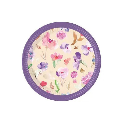 Flower Watercolor Flowers paper plate 8 pcs 23 cm