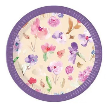 Flower Watercolor Flowers paper plate 8 pcs 23 cm