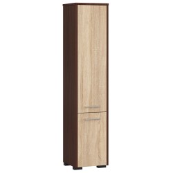 Colonne meuble étagère salle de bains  2 portes 30X30X 140cm Marron bois naturel