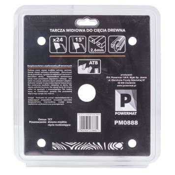 Tarcza widiowa do drewna 210x30 24z TDD-210x30x24Z