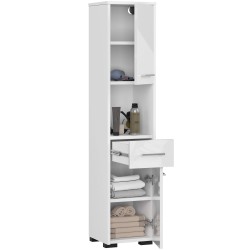 SŁUPEK REGAŁ ŁAZIENKOWY FIN 2D 1SZ 1W PK BIAŁY / BIAŁY POŁYSK