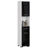 Colonne meuble étagère de salle de bain 2 portes 1 tiroirs 140x30X30 cm  noir brillant