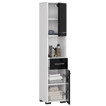 REGAŁ ŁAZIENKA FIN SŁUPEK 30 2D 1SZ 1W 140cm CZARNY POŁYSK