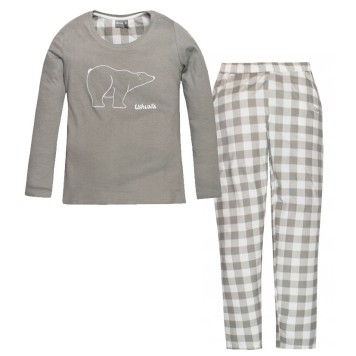 Ushuaia Grey Plaid Grey Polar Bear Women's Pajamas S-XXL
