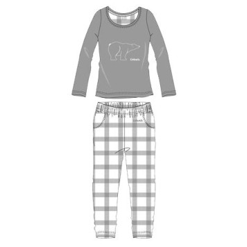 Ushuaia Grey Plaid Grey Polar Bear Women's Pajamas S-XXL