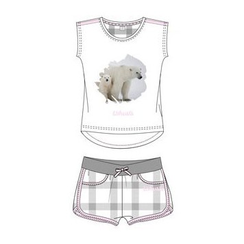 Ushuaia Grey  Women's Short Pajamas with Polar Bear Print S-XXL