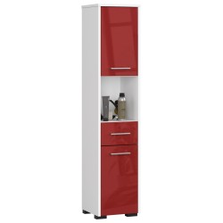 Colonne meuble étagère de salle de bain 2 portes 1 tiroirs 140x30X30 cm rouge brillant