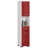 Colonne meuble étagère de salle de bain 2 portes 1 tiroirs 140x30X30 cm rouge brillant