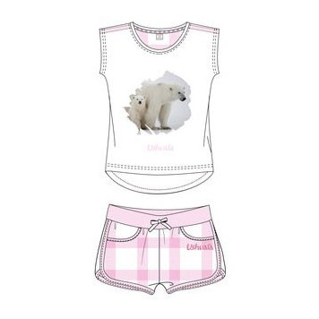 Ushuaia Pink  Polar Bear Women's Short Pajamas XXL