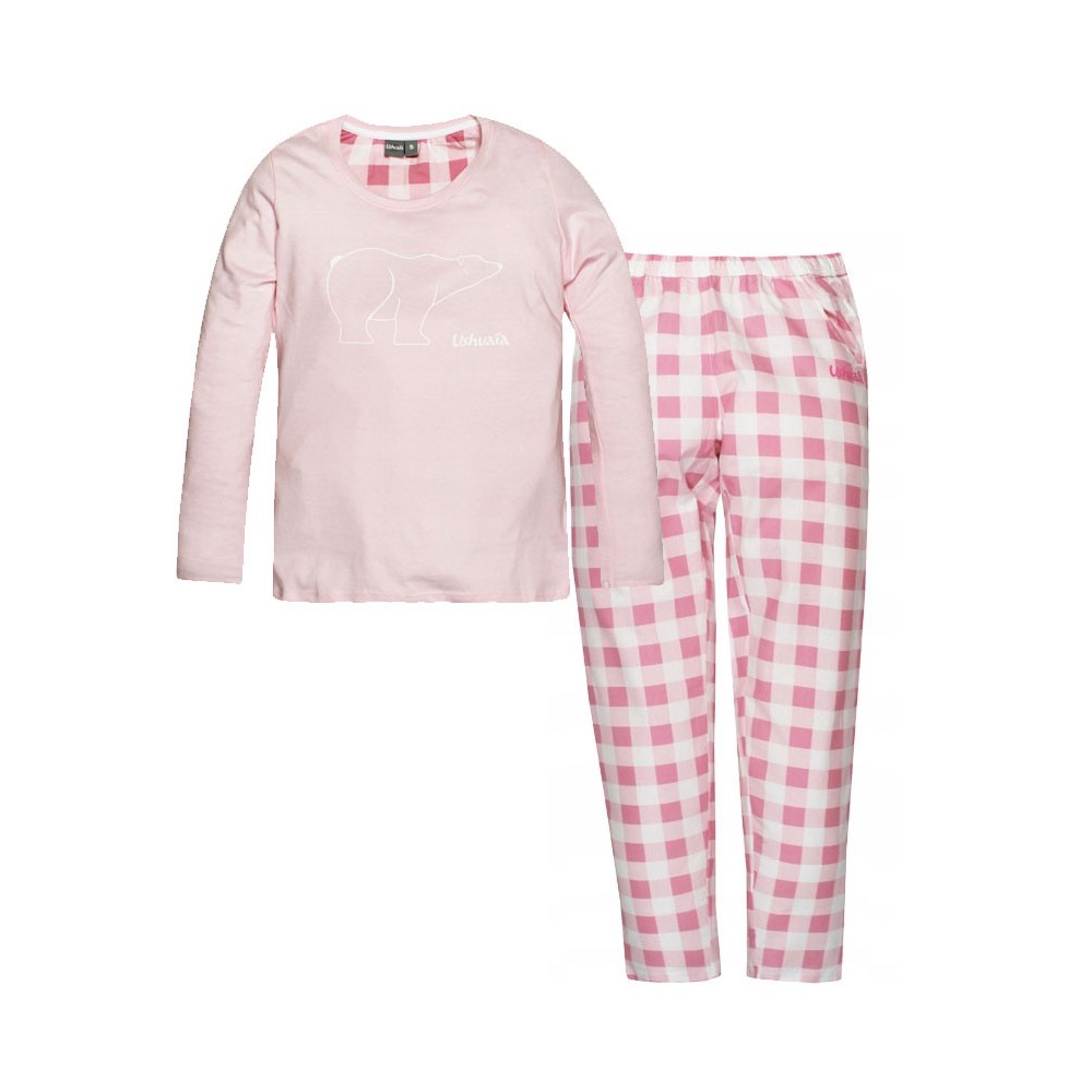 Ushuaia Pink Plaid Pink Polar Bear Women's Pajamas S-XXL