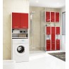 Colonne meuble étagère de salle de bain 2 portes 1 tiroirs 140x30X30 cm rouge brillant