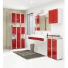 Colonne meuble étagère de salle de bain 2 portes 1 tiroirs 140x30X30 cm rouge brillant