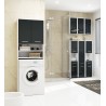 Colonne meuble étagère de salle de bain 2 portes 1 tiroirs 140x30X30 cm Anthracite brillant