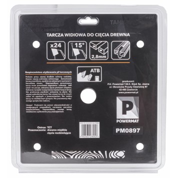 Tarcza widiowa do drewna 255x30 24z TDD-255x30x24Z