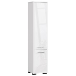 Colonne meuble étagère salle de bains  2 portes 30X30X 140cm Blanc brillant
