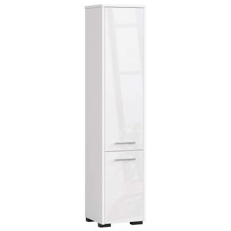 Colonne meuble étagère salle de bains  2 portes 30X30X 140cm Blanc brillant