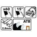 Tarcza widiowa do drewna 255x30 60z TDD-255x30x60Z