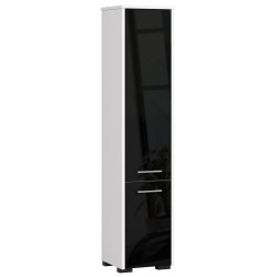 Colonne meuble étagère salle de bains  2 portes 30X30X 140cm Noir brillant