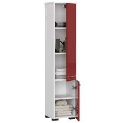 Colonne meuble étagère salle de bains  2 portes 30X30X 140cm Bordeaux brillant