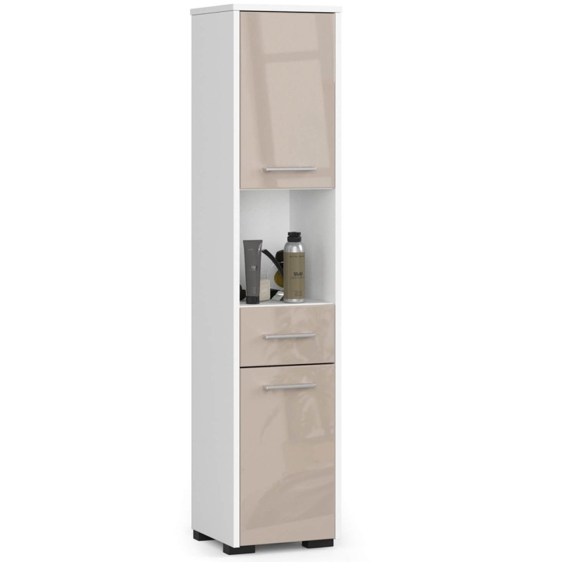 Colonne meuble étagère de salle de bain 2 portes 1 tiroirs 140x30X30 cm capuccino brillant Colonne meuble étagère de salle de bain 2 portes 1 tiroirs 140x30X30 cm capuccino brillant