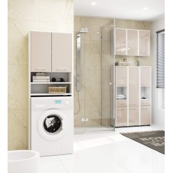Colonne meuble étagère de salle de bain 2 portes 1 tiroirs 140x30X30 cm capuccino brillant