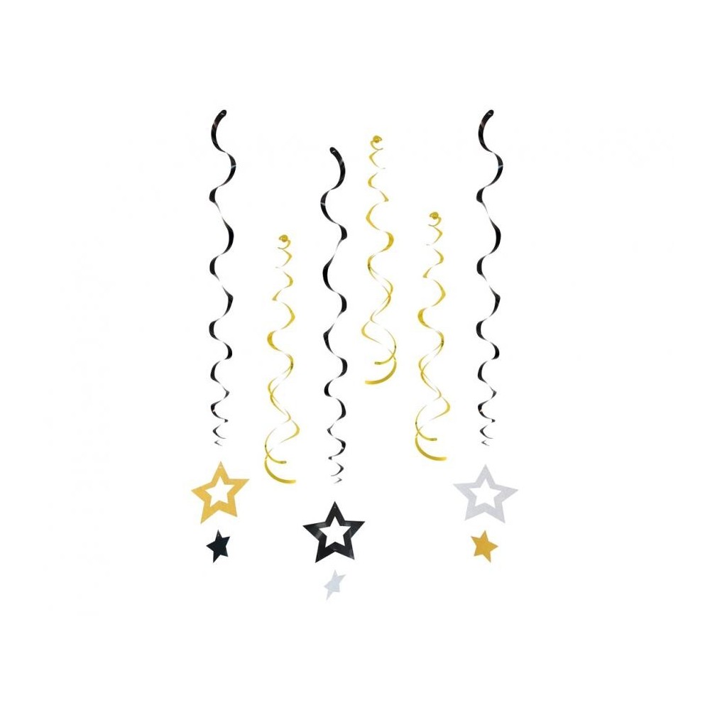 Star Glitter Stars, ribbon decoration set of 6