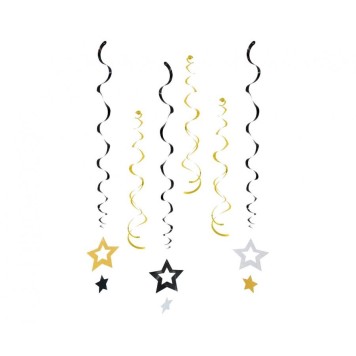 Star Glitter Stars, ribbon decoration set of 6