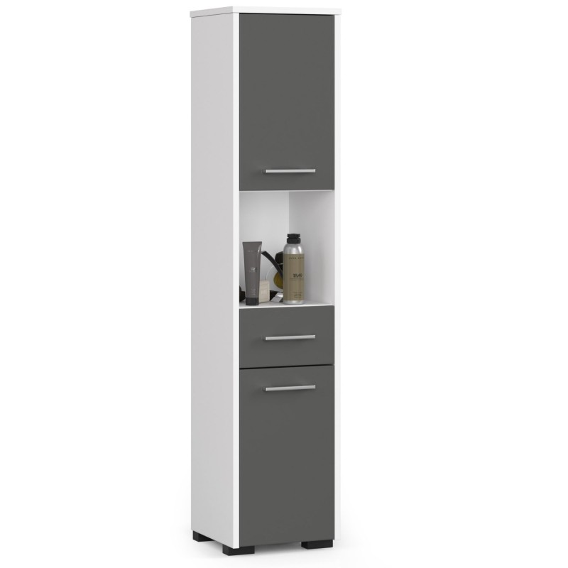 Colonne meuble étagère de salle de bain 2 portes 1 tiroirs 140x30X30 cm Gris Colonne meuble étagère de salle de bain 2 portes 1 tiroirs 140x30X30 cm Gris